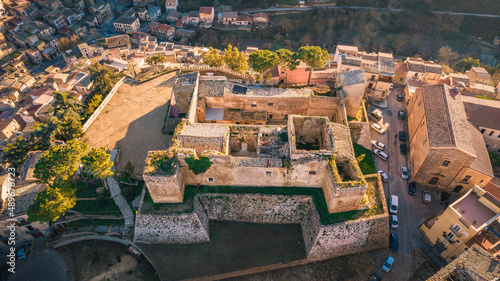 Aerial View of Aragonese Castle in Piazza Armerina, Enna, Sicily, Italy, Europe
