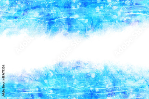 水 波 青 水彩 ベクター 背景