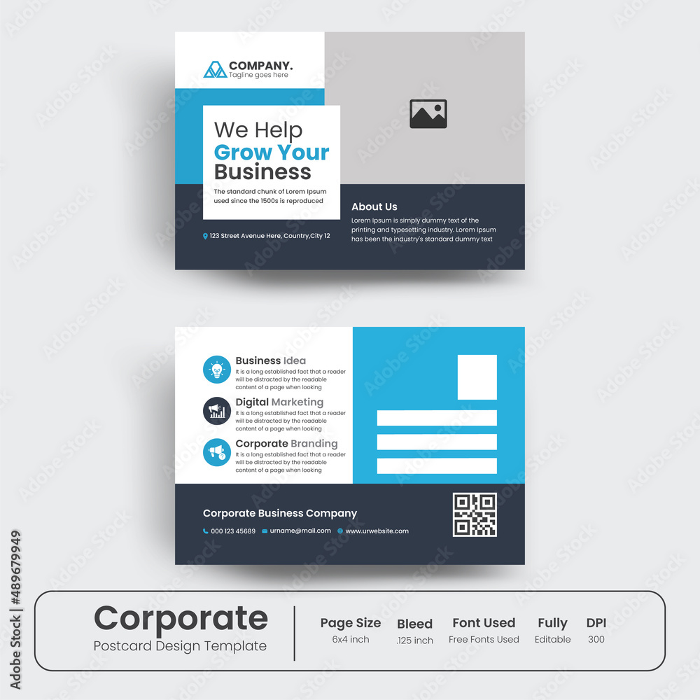 Corporate postcard design template for business agency Corporate postcard design template for business agency