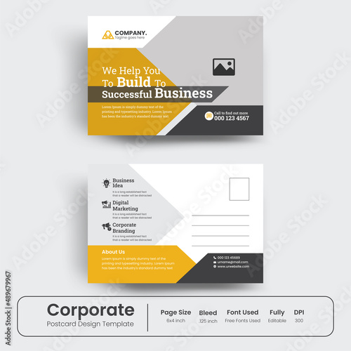 Corporate postcard design template for business agency