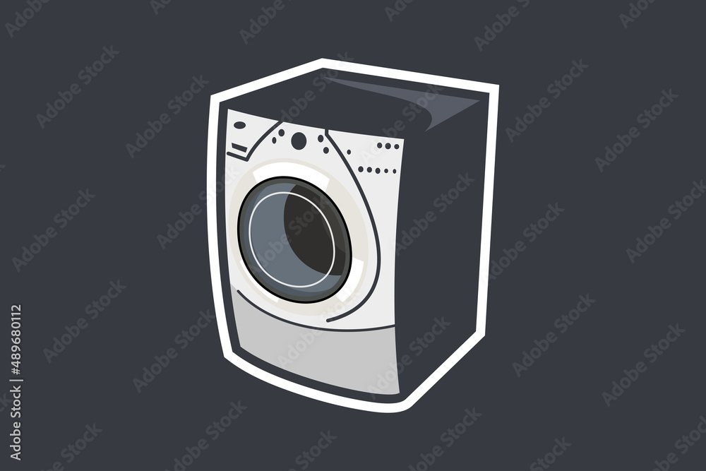 Simple Washing Machine vector illustration. Vector bathroom equipment for cloth washing.