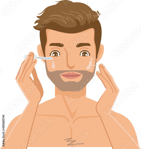 man; face; skin care; male; serum; skin cream; nourishing cream; Clay Mask; Apply serum; cleansing nose strips; Eye Patches; makeup remover; Sheet Mask; Skincare; cheek; Cosmetics; latin america; asia