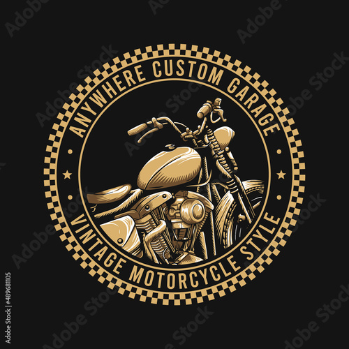 Badge Logo Motorcycle Garage fit for emblem, t-shirt, poster. vector art design