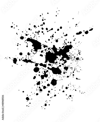 Ink splashes splatter isolated on white background. Abstract grunge background. Element of design. Vector.