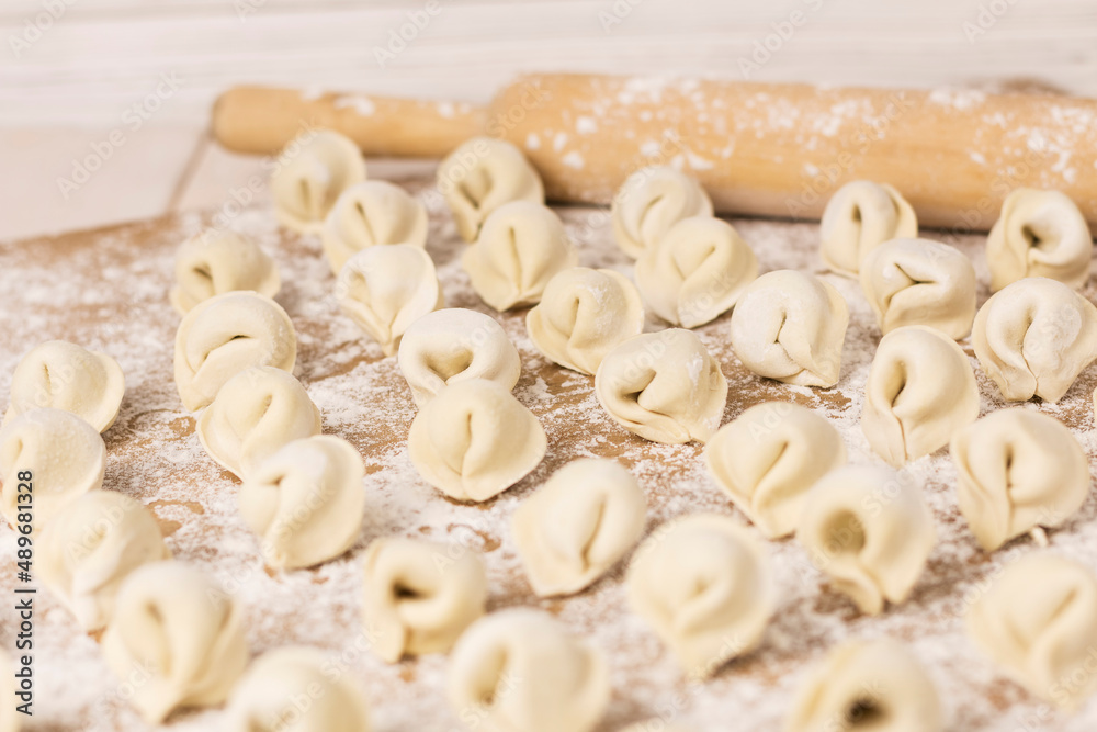 traditional russian pelmeni ravioli on table traditional russian pelmeni ravioli on table