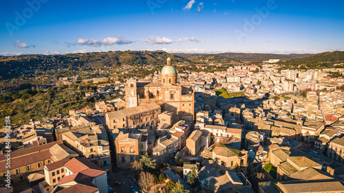 Aerial View of Piazza Armerina City Centre, Enna, Sicily, Italy, Europe