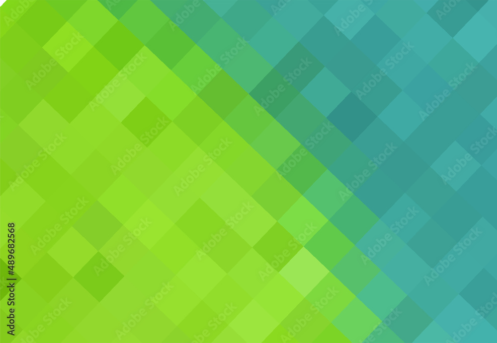 Background of light blue and green squares connected diagonally. Geometric texture for publication, poster, calendar, post, screensaver, wallpaper, postcard, postcard, banner, cover, website Background of light blue and green squares connected diagonally. Geometric texture for publication, poster, calendar, post, screensaver, wallpaper, postcard, postcard, banner, cover, website