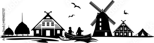 Spreewald Nature Landscape Vector Silhouette