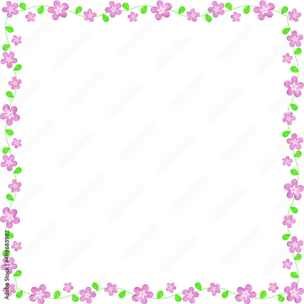 Floral Square Frame Background With Hand Drawn Flowers