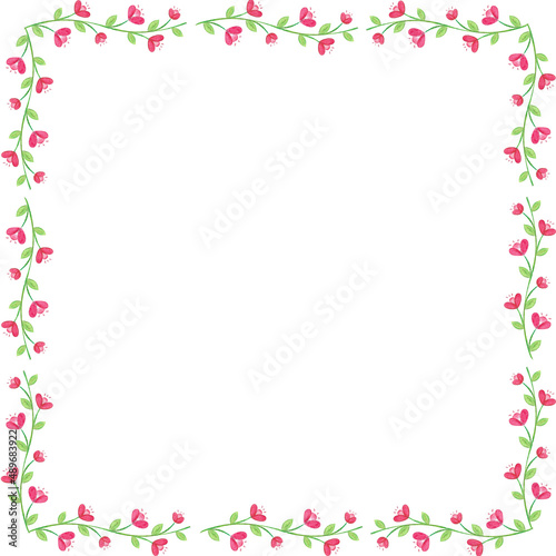 Floral Square Frame Background With Hand Drawn Flowers © 소연 김