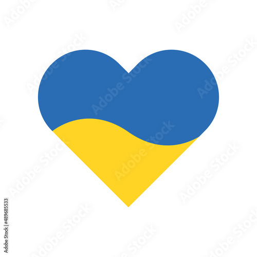 Ukrainian flag in heart vector icon. Stop the war in Ukraine symbol.