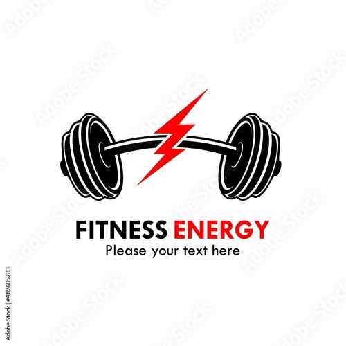 Fitness energy logo template illustration. there are barbell with flash