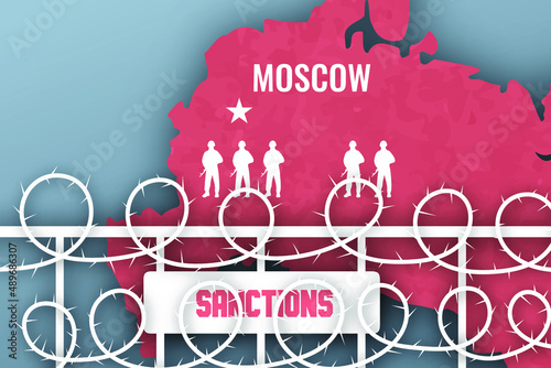 This simple vector image illustrates the current situation with anti-Russian sanctions.