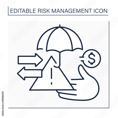 Risk transfer line icon. Potential loss shifted to third party. Takes responsibility for mitigating specific losses that may occur. Business concept. Isolated vector illustration. Editable stroke