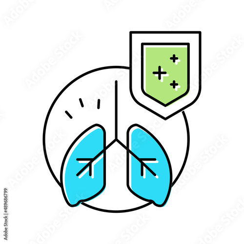 lungs immunity defense color icon vector illustration
