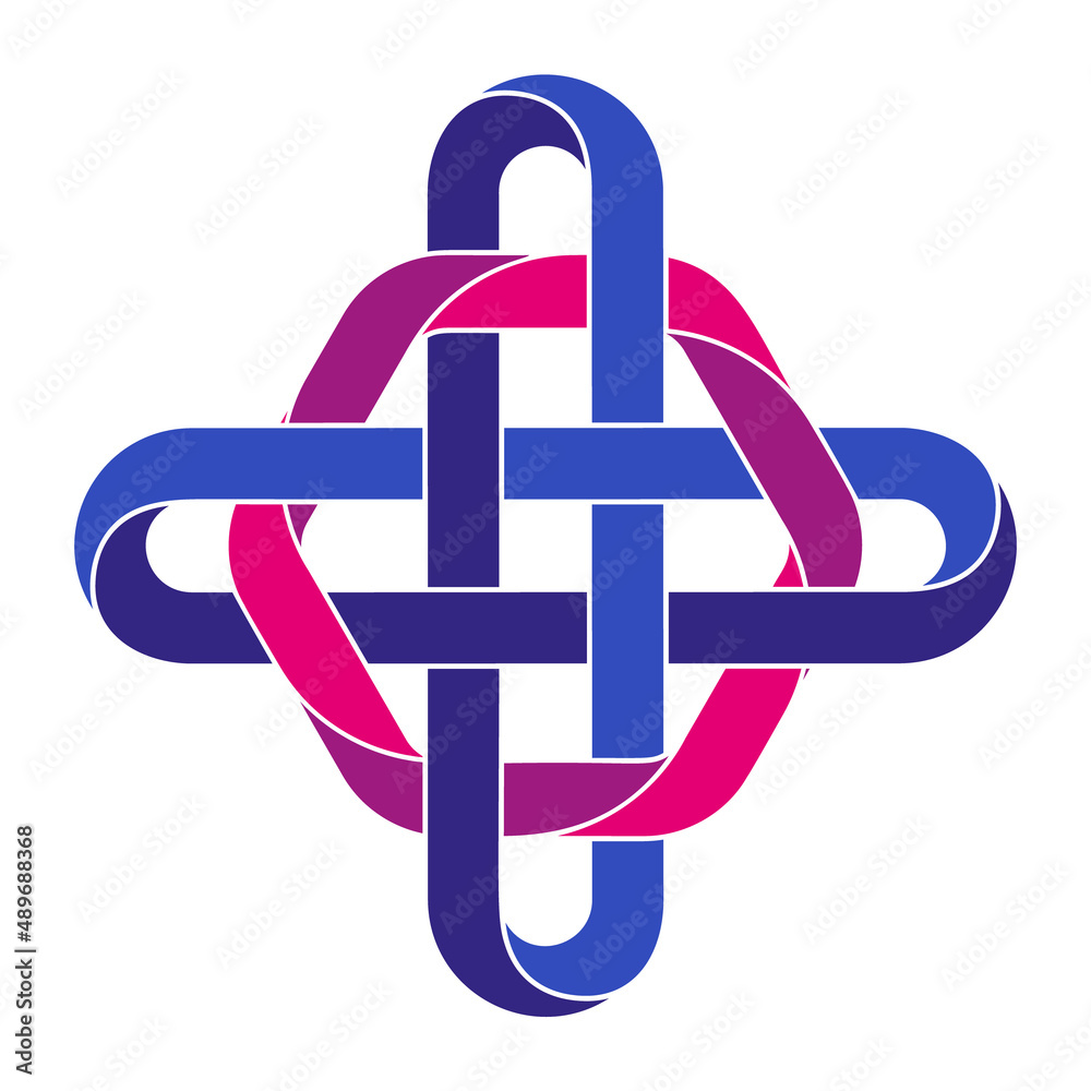Celtic cross with hexagon shape made of intertwined mobius stripes. Ancient spiritual symbol for tattoo design. Celtic cross with hexagon shape made of intertwined mobius stripes. Ancient spiritual symbol for tattoo design.