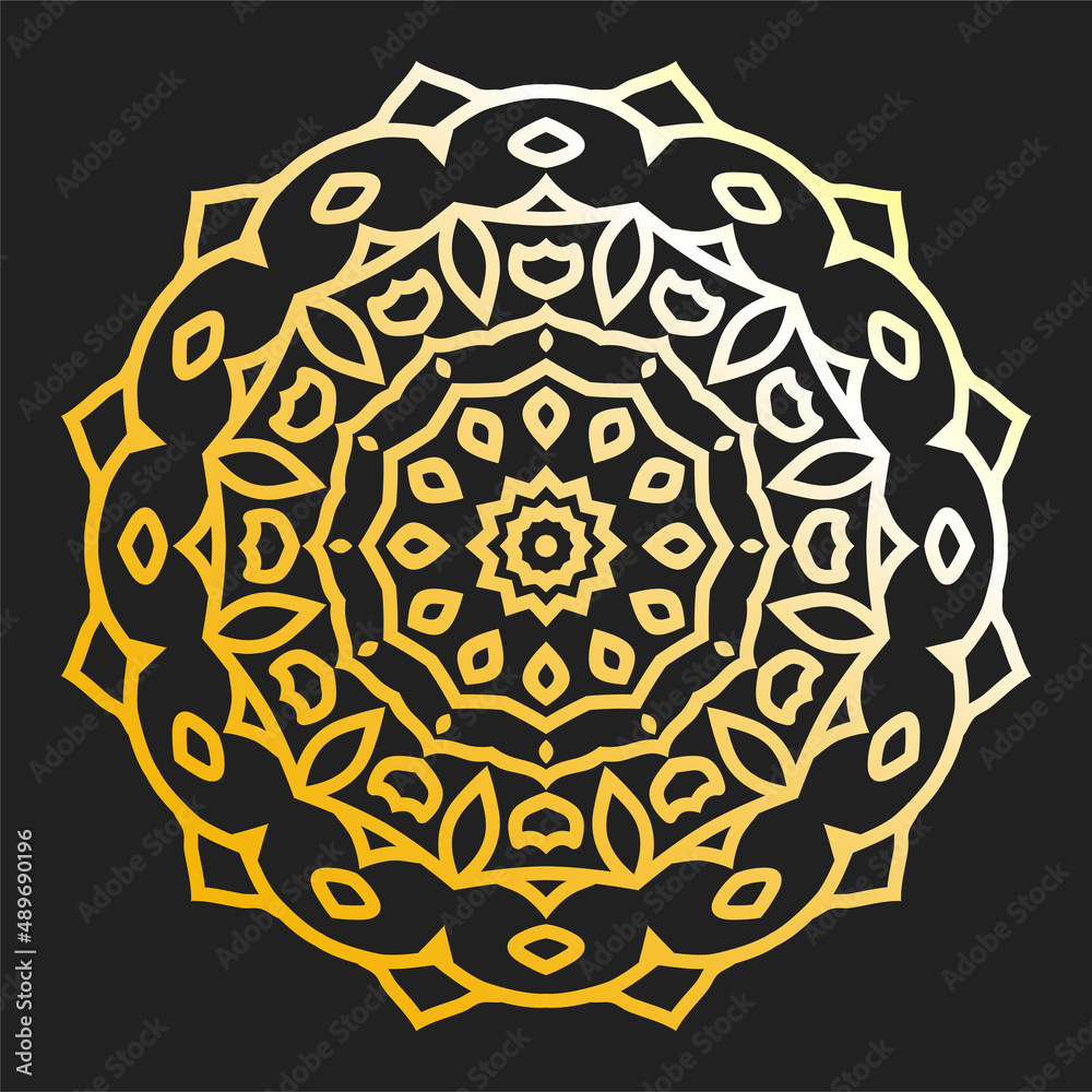 Luxury Golden Mandala Vector Art with Dark Background in EPS 10