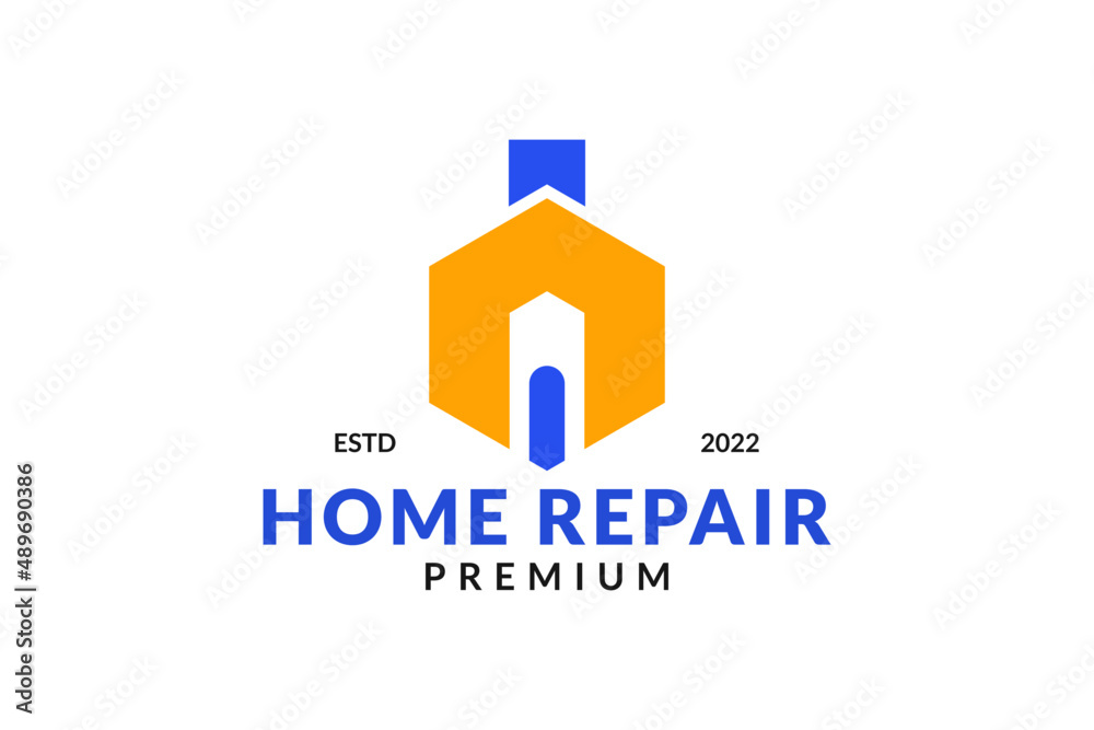 House repair logo. Wreck tool icon. Maintenance service sign. Isolated garage symbol. House repair logo. Wreck tool icon. Maintenance service sign. Isolated garage symbol.