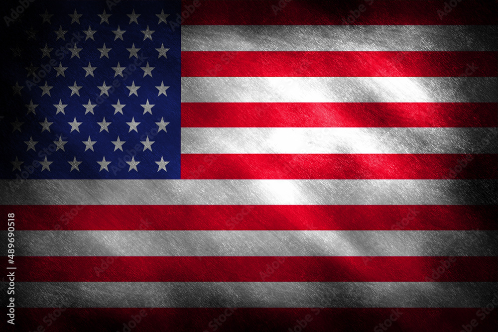 Naklejka premium The United States of America flag on a blackboard background