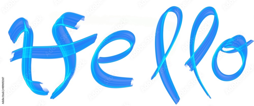 Blue hello hand written word isolated on white background. Blue hello hand written word isolated on white background.