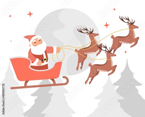 Santa on sledge with deers