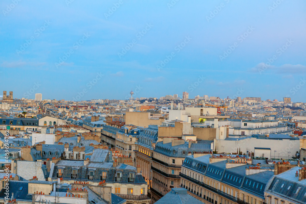 Paris rooftops city . Residential houses in Paris 