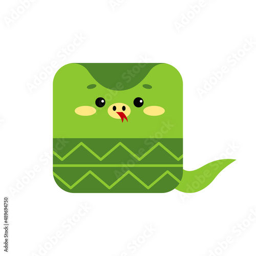 Square snake forest animal face python icon isolated on white background. Cute cartoon square shape kawaii kids avatar character. Vector flat clip art viper illustration mobile ui game application. photo