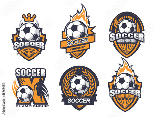 Illustration of  soccer logo set photo