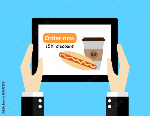A man is looking to order food online.