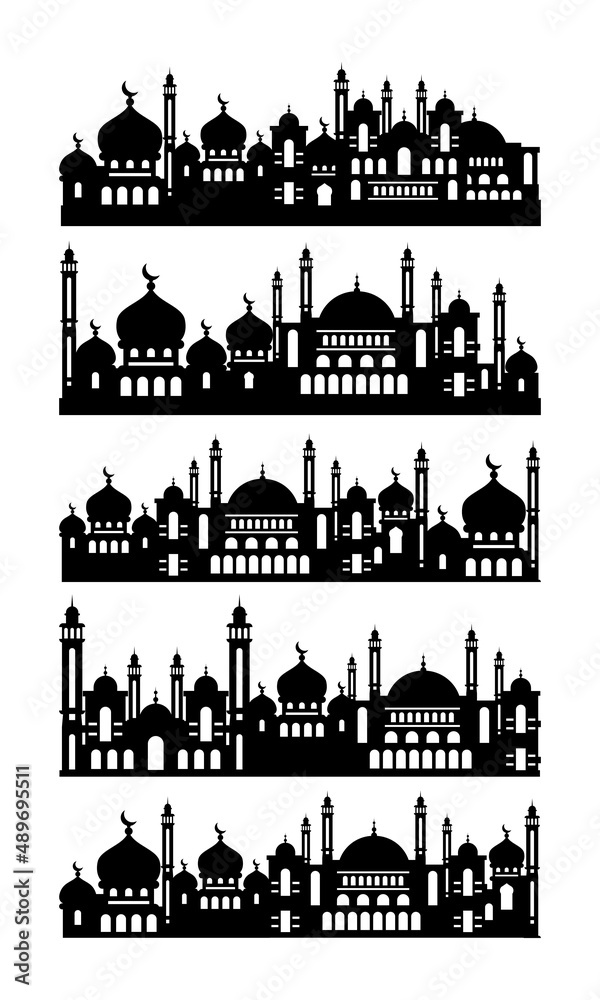 Mosque Silhouet. Set of Islamic Cityscape