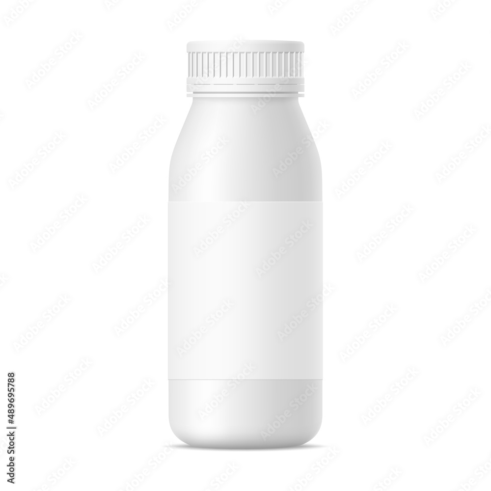 Vector mat white realistic mockup of yogurt bottle Vector mat white realistic mockup of yogurt bottle