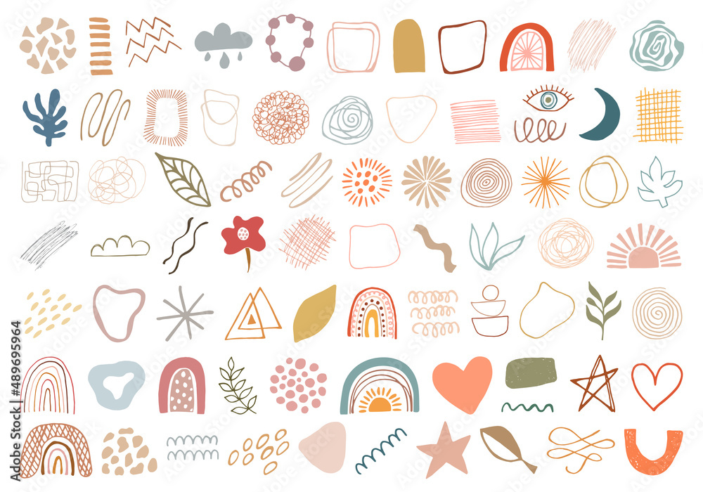 Vector collection of modern abstract shapes for boho style design Vector collection of modern abstract shapes for boho style design