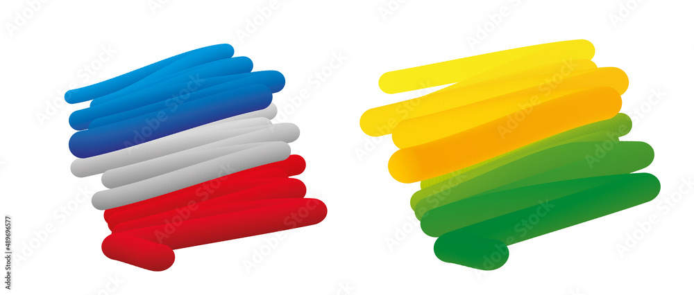 drapeau russe et ukrainien, ukraine et russie drapeau russe et ukrainien, ukraine et russie