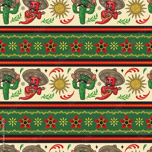 Mexican borders set with cartoon characters