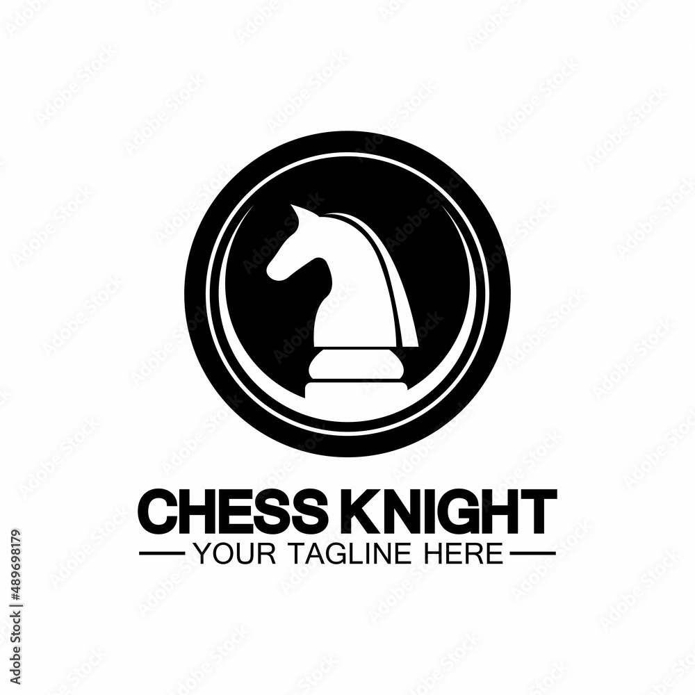 Black Chess Knight Horse silhouette logo design vector template