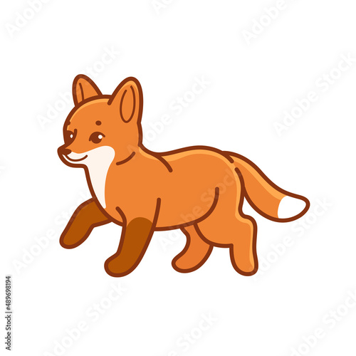 Cute fox cub - cartoon animal character. Vector illustration in flat style isolated on white background. © Lili Kudrili