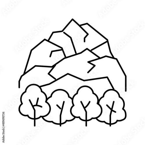 tundra landscape line icon vector illustration