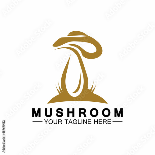 Mushroom Logo Vector Simple & Modern or Agriculture Organic Food Design Template
