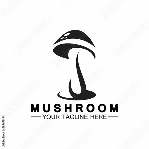 Fototapeta Naklejka Na Ścianę i Meble -  Mushroom Logo Vector Simple & Modern or Agriculture Organic Food Design Template