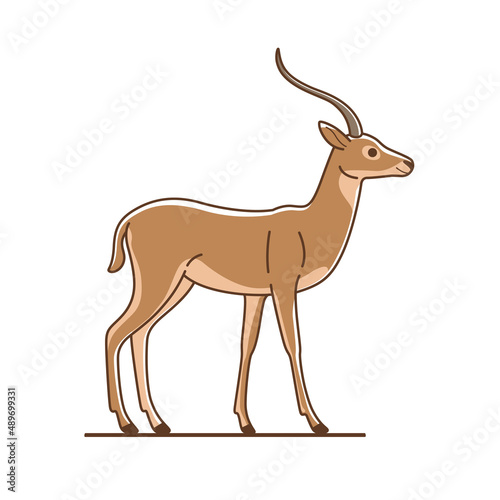 llustration of antelope impala. Simple contour vector illustration for emblem, badge, insignia.