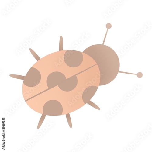 cute childish spring gardening illustration - little pink beetle