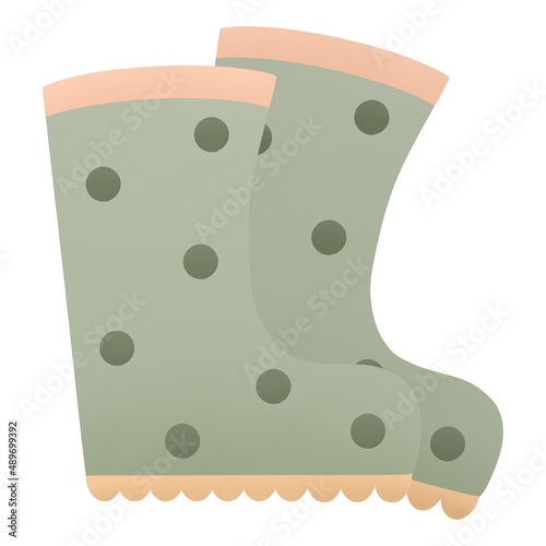 cute childish spring illustration - gardening rubber boots