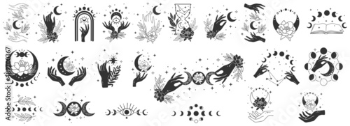 Canvastavla Mystical moon collection. Celestial clip art vector set