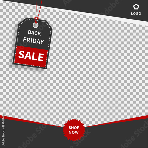 Editable minimal square banner template. Suitable for social media post and web internet ads. Vector illustration with photo college.