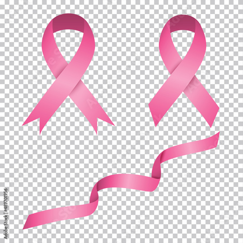 Set of pink ribbons vector.