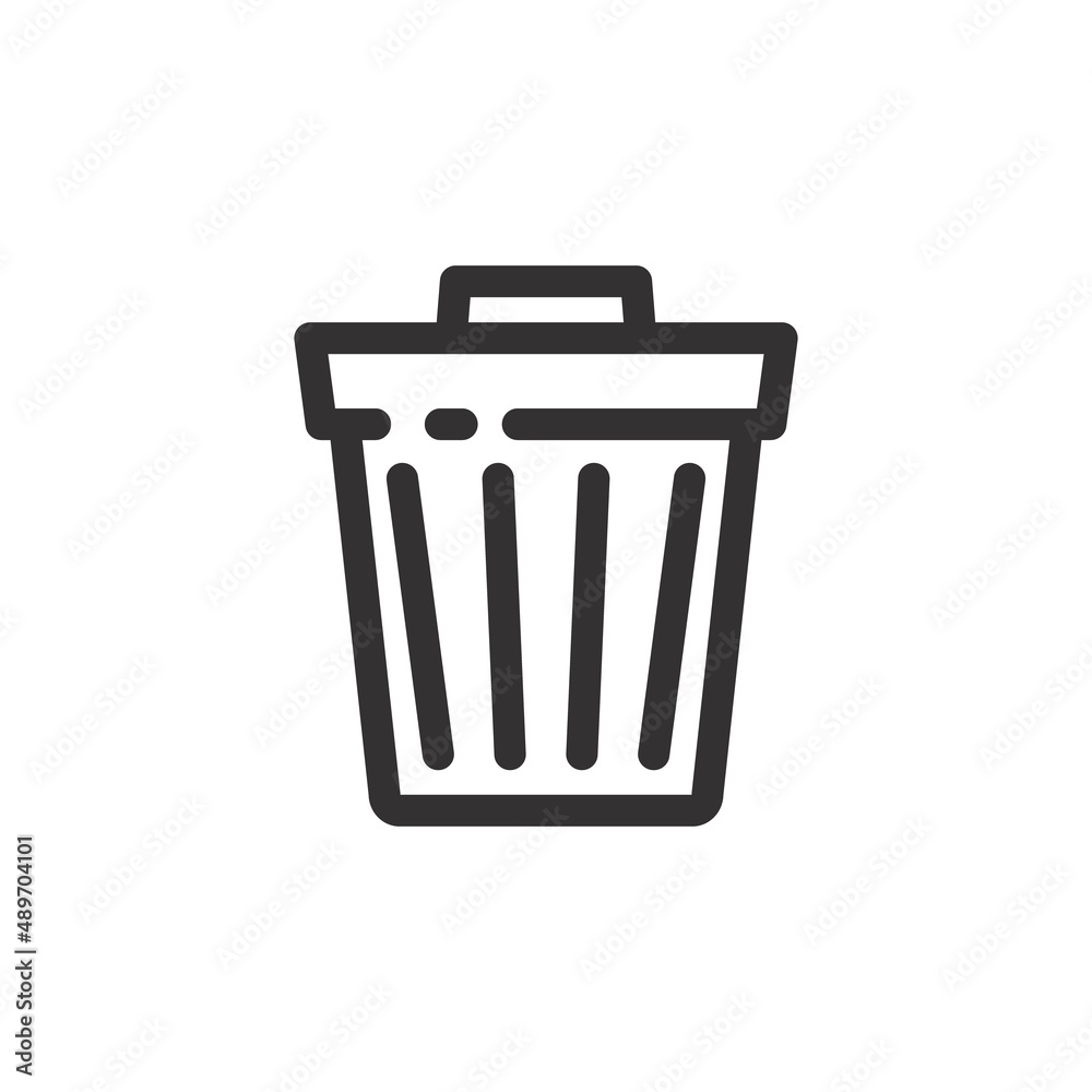 rash can icon flat black line template vector illustration rash can icon flat black line template vector illustration