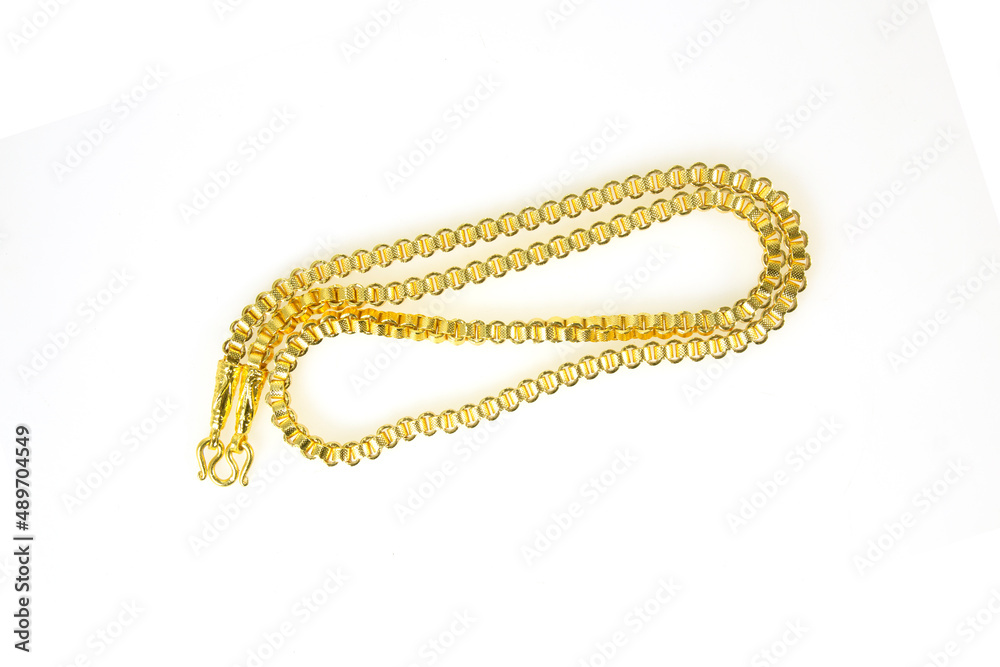 gold necklace isolated on white background gold necklace isolated on white background