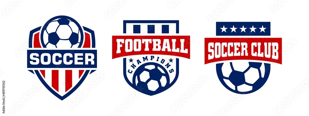 Set of soccer Logo or football club sign Badge. Football logo design vector illustration Set of soccer Logo or football club sign Badge. Football logo design vector illustration