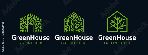 set of green house logo design vector illustration