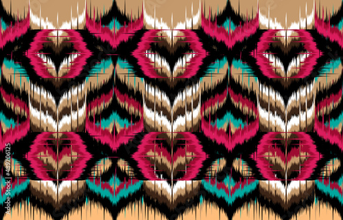 Ikat geometric folklore ornament. Tribal ethnic vector texture. 
Seamless striped pattern in Aztec style. Figure tribal embroidery. 
Indian, Scandinavian, Gypsy, Mexican, folk pattern.
